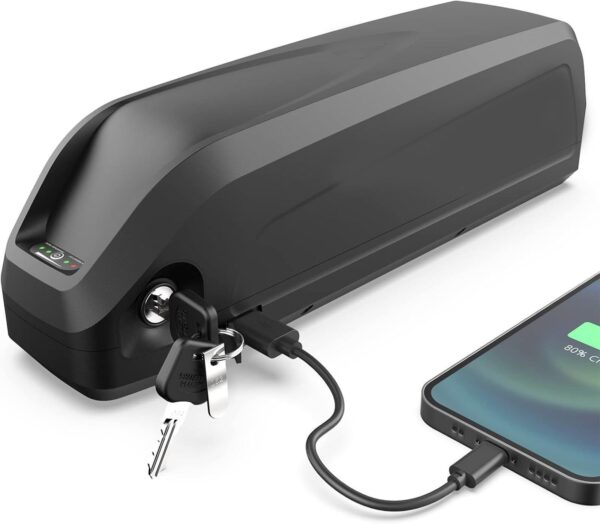 E-Bike Lithium Battery 48V, Electric Bicycle Battery 48V 17.5Ah with Charger, 5-Pin USB Port for 1000W-250W Motor