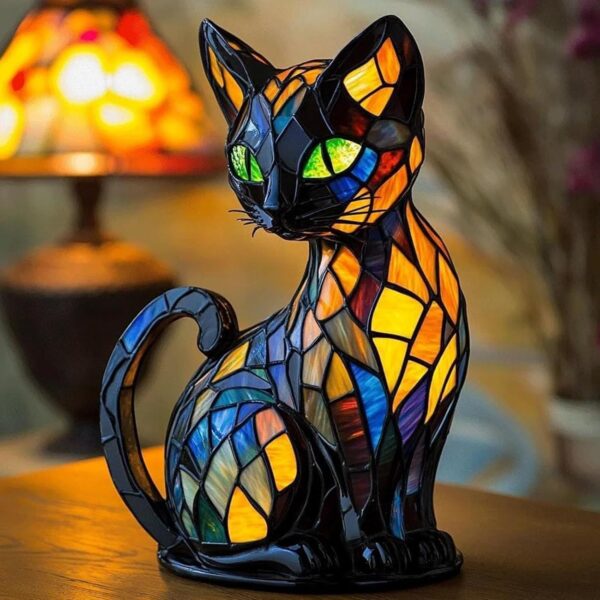 Stained Glass Cat Lamp