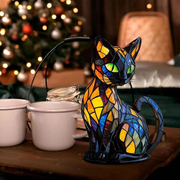 Stained Glass Cat Lamp