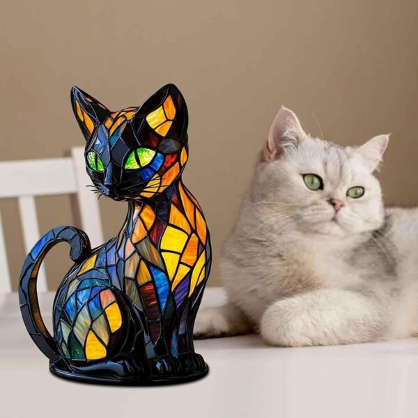 Stained Glass Cat Lamp