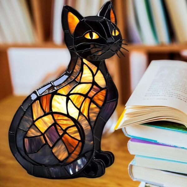 Stained Glass Cat Lamp