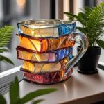 handmade colored glass coffee cup